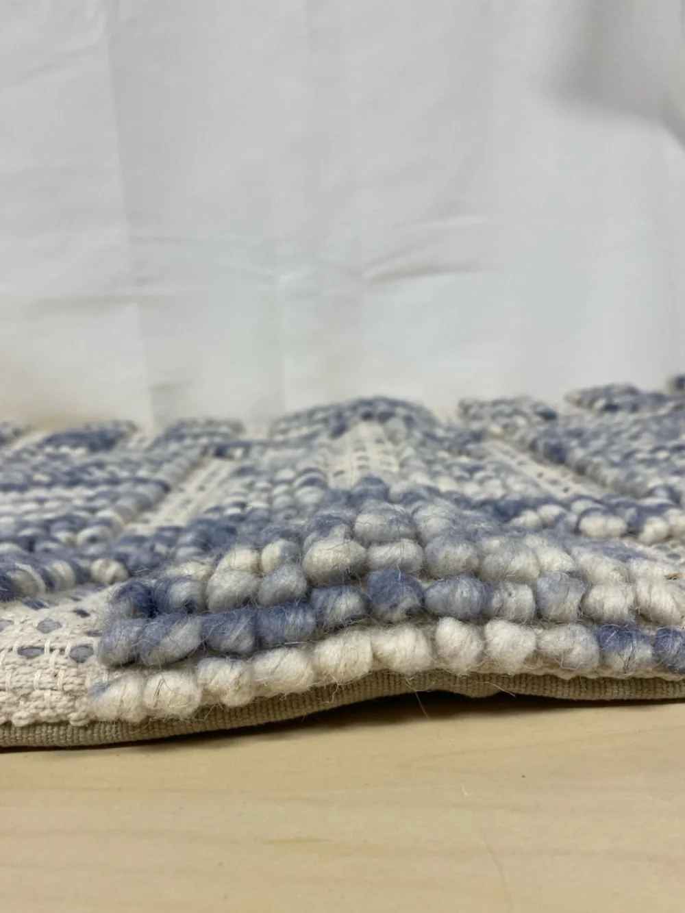 Pottery Barn Textured Wool Blend Pillow Cover Blue Ivory 20x20